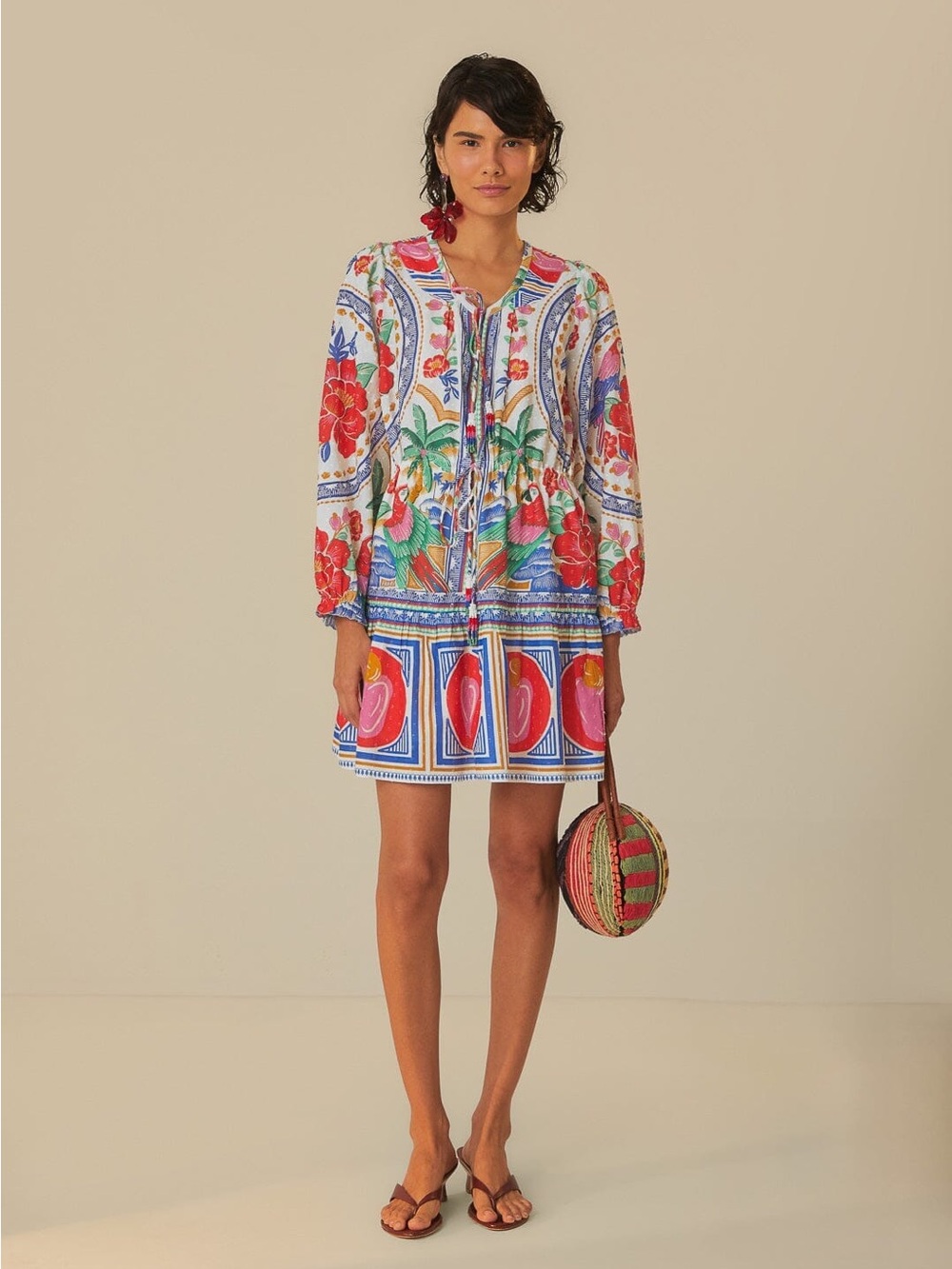 NWOT- FARM Rio Flowers Beach Off White Mini Dress